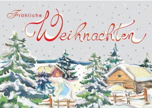 Weihnachtskarte verschneite Winterlandschaft