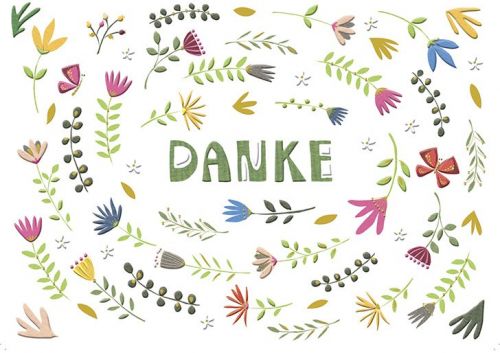 Dankeskarte mit farbigen Blumen