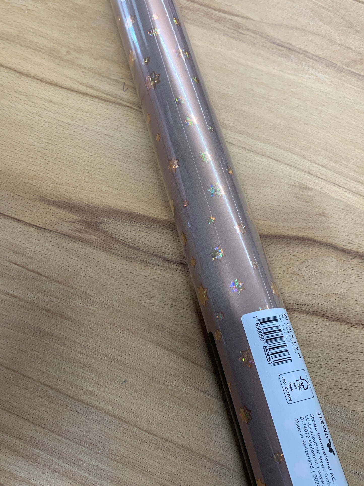 Geschenkpapierrolle 0.7x1.5m kupfer mit Sterne