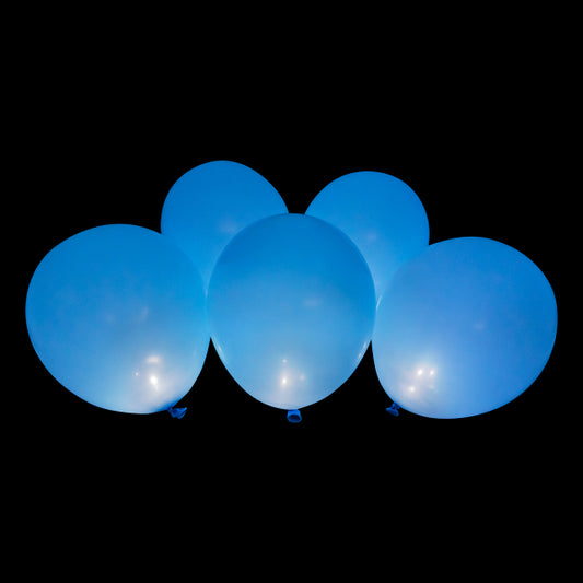 5 Latexballons LED blau 27,5 cm