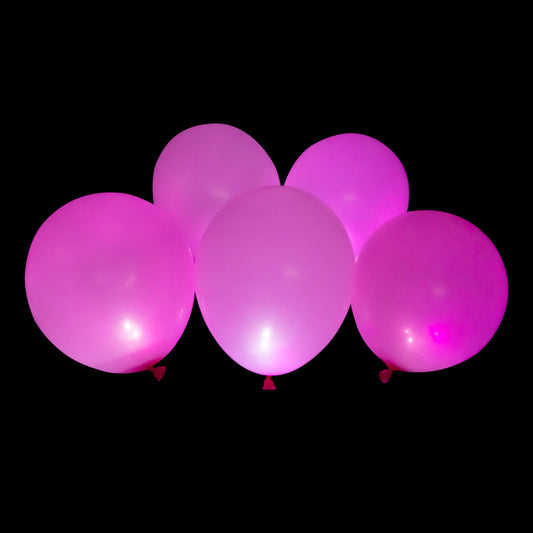 5 Latexballons LED pink 27,5 cm