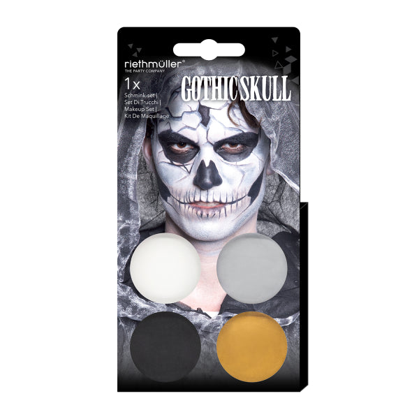 Aqua-Set Gothic/Totenkopf (4 x Gesichtsfarbe / 1 Pinsel)