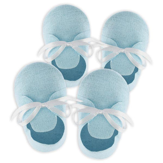 Babyschuh Tischdekoration in blau, 4er Pack, 8,5cm x 5cm