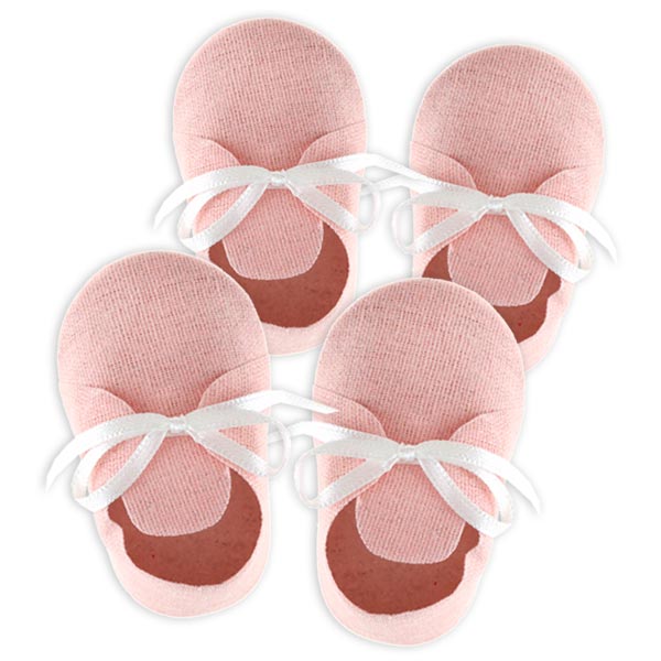 Babyschuh Tischdekoration in rosa, 4er Pack, 8,5cm x 5cm