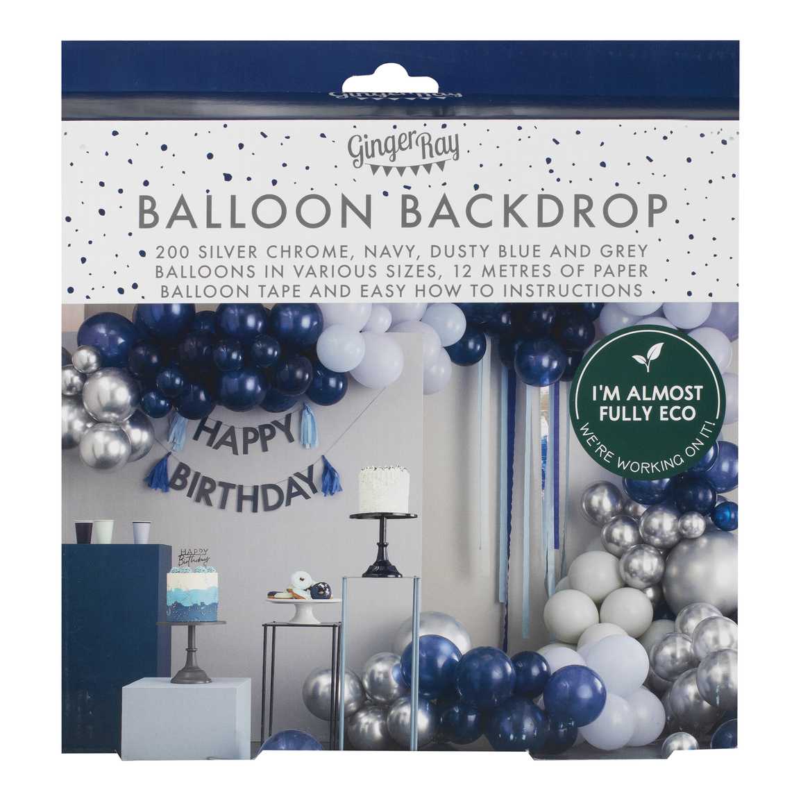 Ballonbogen-Set in Silber, Marineblau und Blau Luxuriöses