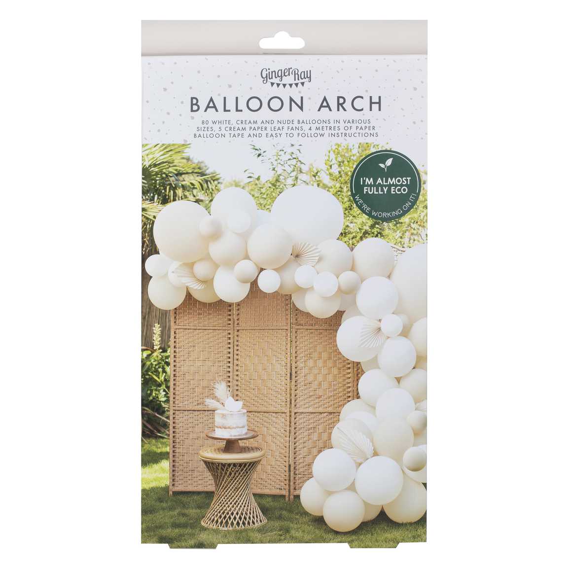 Ballonbogen Set Nude-weißer mit Papierfächern