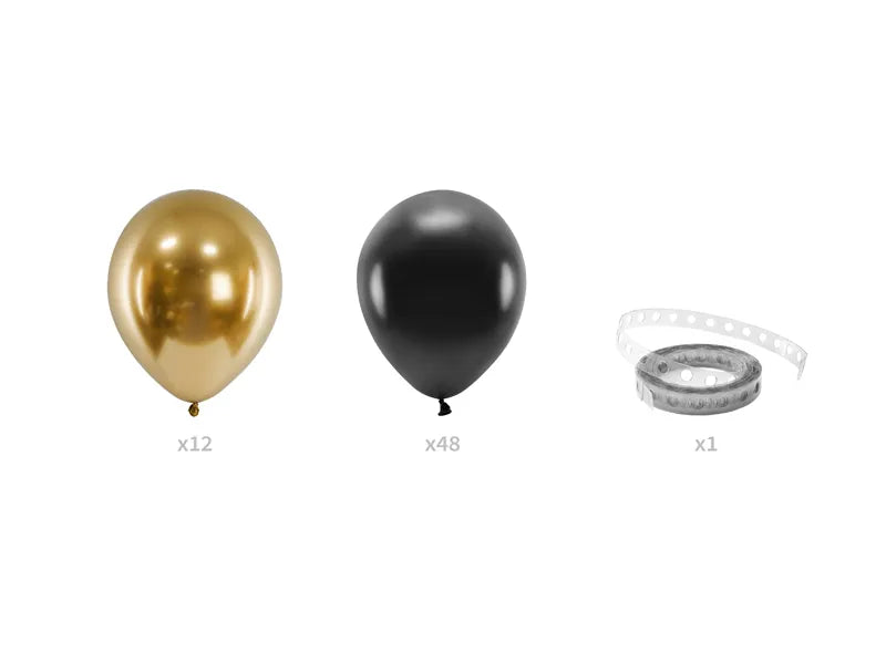 Ballongirlande - schwarz-gold, 200cm