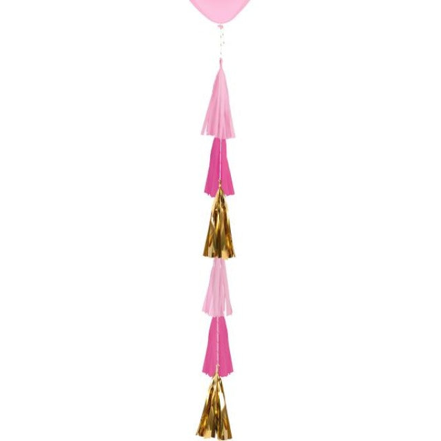 Ballonhänger mit Puscheln pastellpink Papier