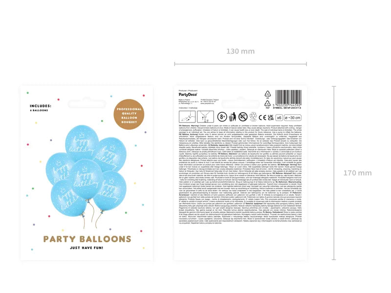 Ballons 30cm, happy birthday, Baby Blau