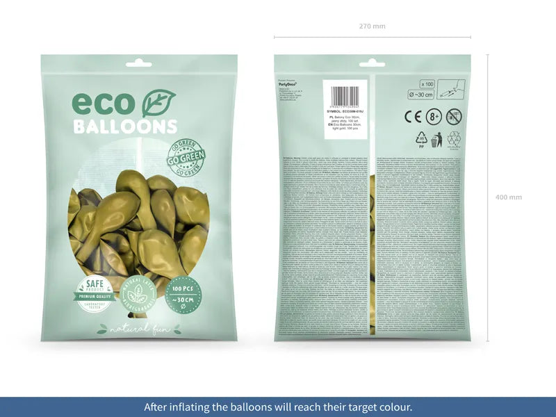 Ballons Eco 30cm, metallisiert, hellgold