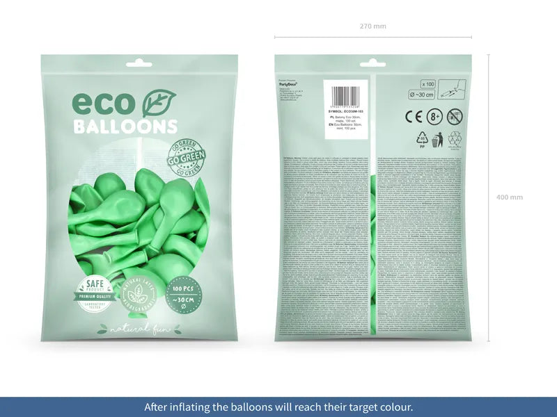 Ballons Eco 30cm, metallisiert, mint