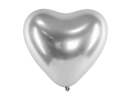 Ballons Glossy 30cm, Herzen, silber