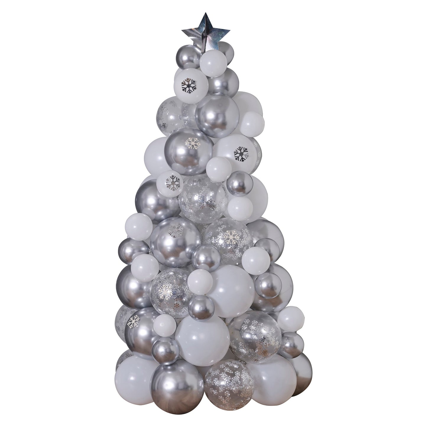 Ballonset Weihnachtsbaum silber, verchromter und Konfetti Balloon