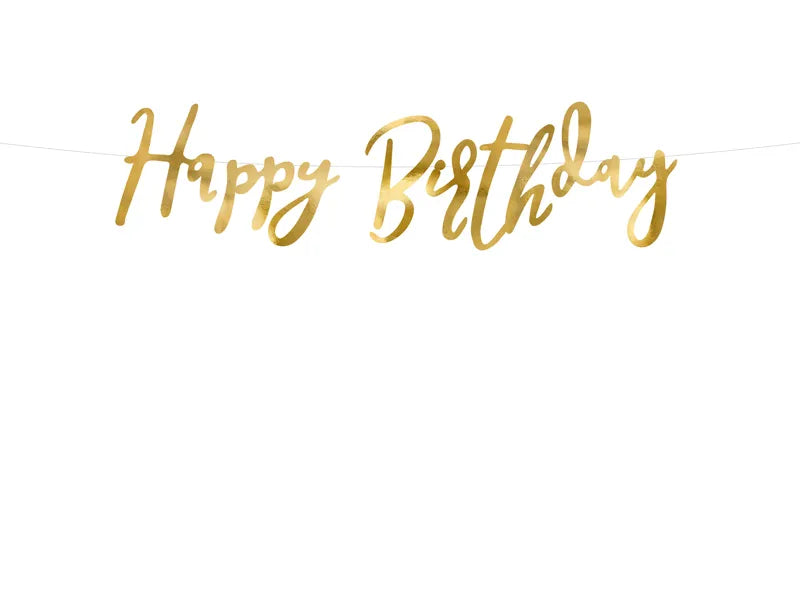 Banner Happy Birthday, gold