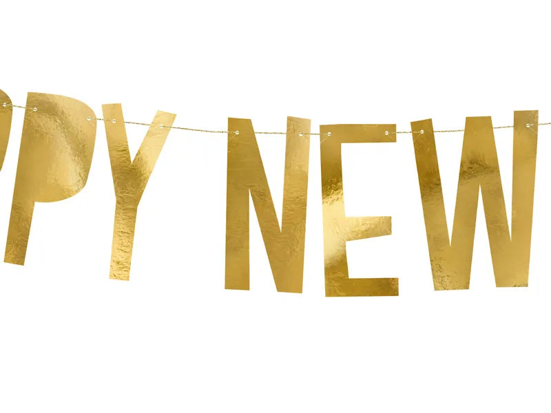 Banner Happy New Year, gold