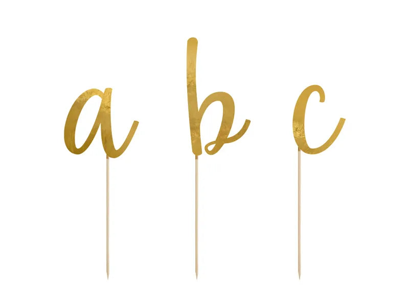 Caketopper Alphabet, gold, 9,5-12cm