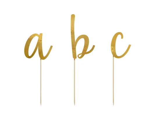 Caketopper Alphabet, gold, 9,5-12cm