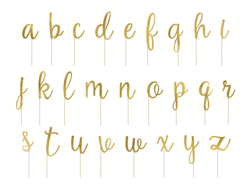 Caketopper Alphabet, gold, 9,5-12cm