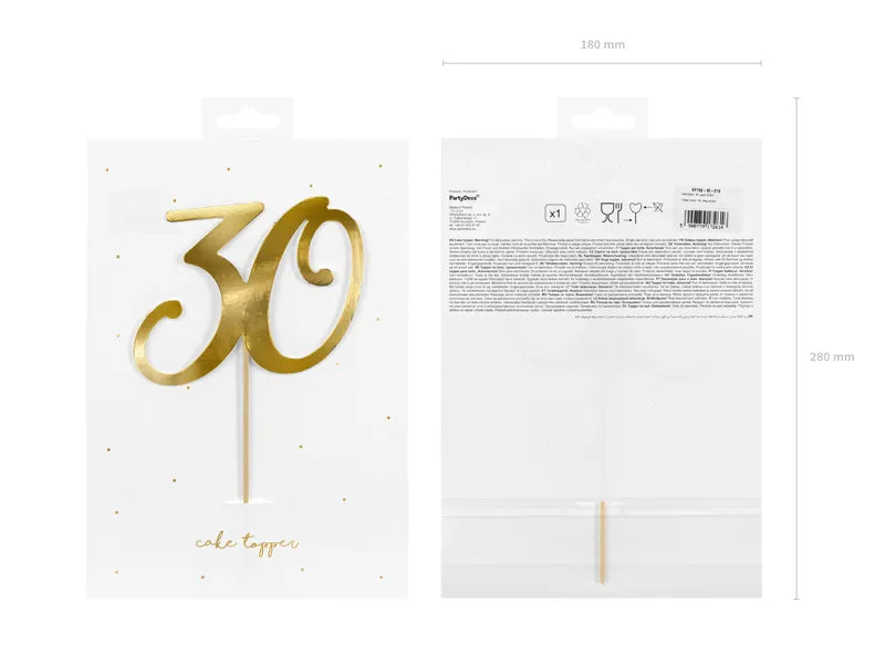 Caketopper 30, gold, 20,5cm