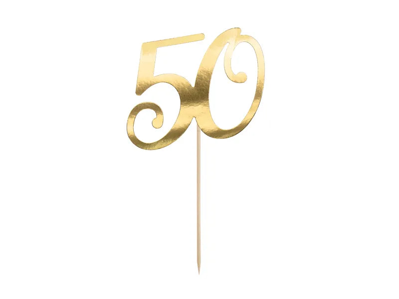 Caketopper 50, gold, 20,5cm