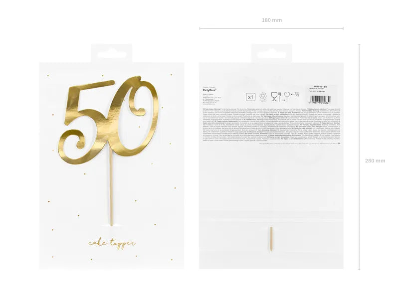 Caketopper 50, gold, 20,5cm