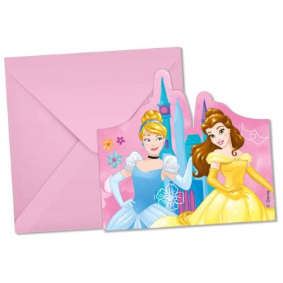 Disney Princess 6 Einladungskarten + Umschläge, Märchenprinzessin