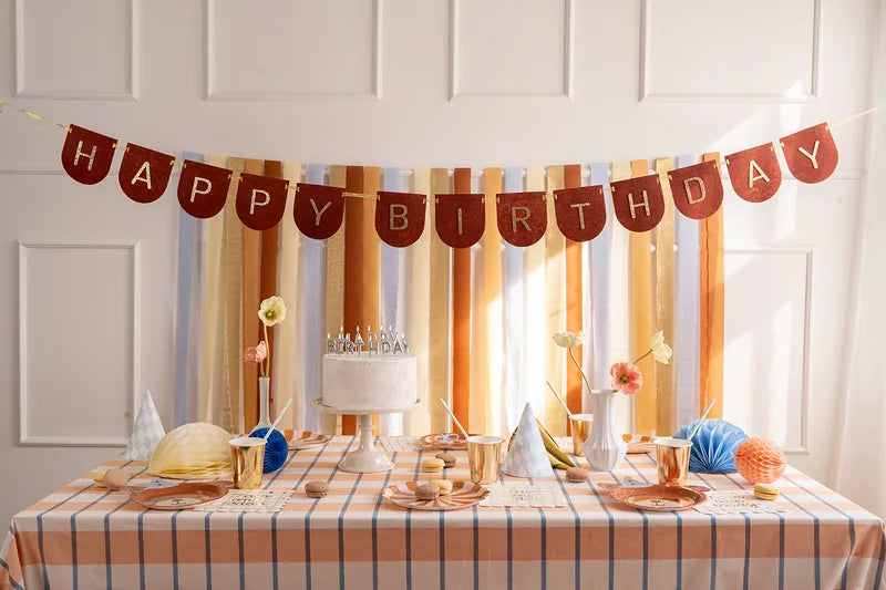 Filzbanner, Happy Birthday, braun, 3 m