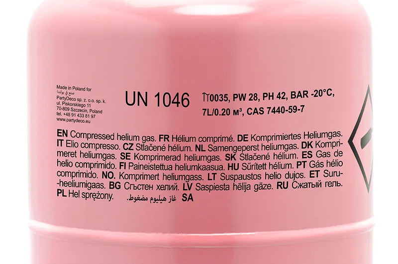 Flasche mit Helium, Rosa, 30 Ballons