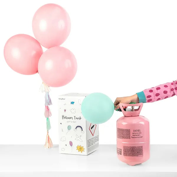 Flasche mit Helium, Rosa, 30 Ballons