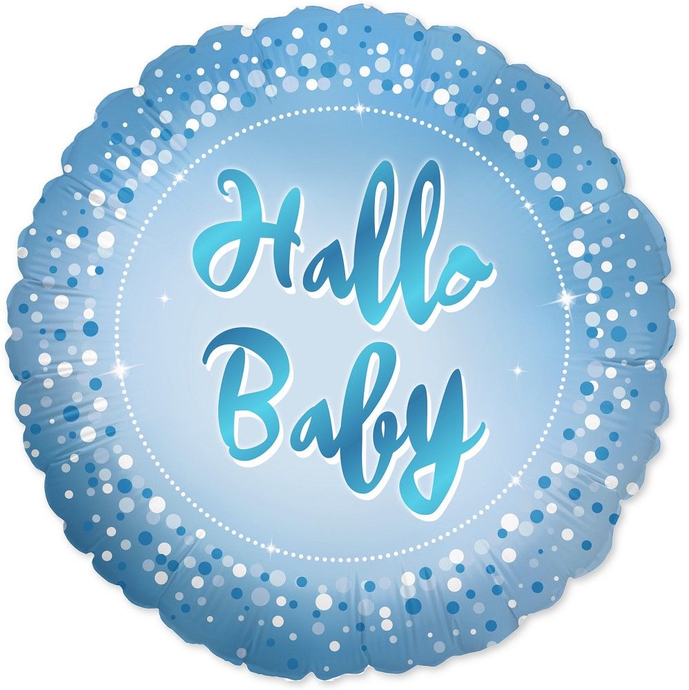 Folienballon Hallo Baby - baby blau