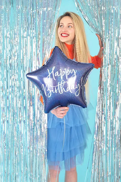 Folienballon Happy Birthday, 40cm, marineblau