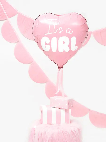 Folienballon Herz - It's a girl, 45cm, hellrosa