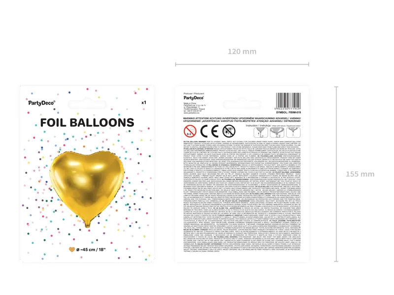 Folienballon Herz, Gold