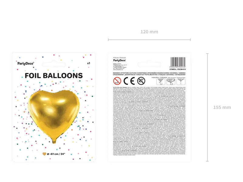 Folienballon Herz, Gold