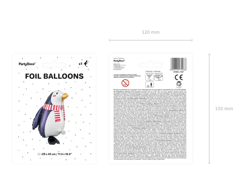 Folienballon Pinguin, 29x42cm, Mix