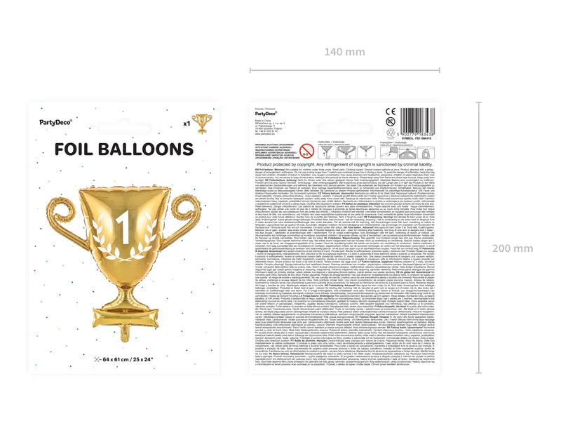 Folienballon Pokal, gold