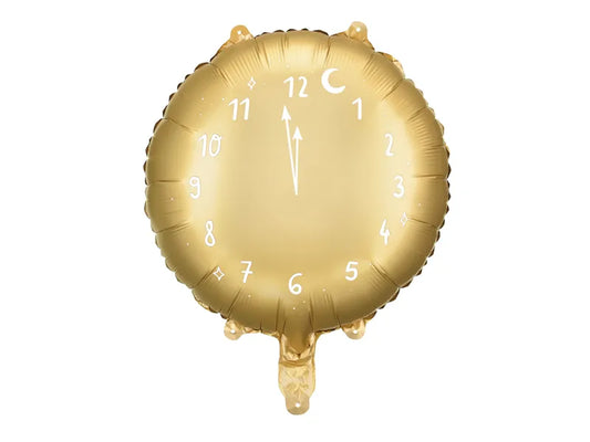 Folienballon Uhr, 45 cm, gold