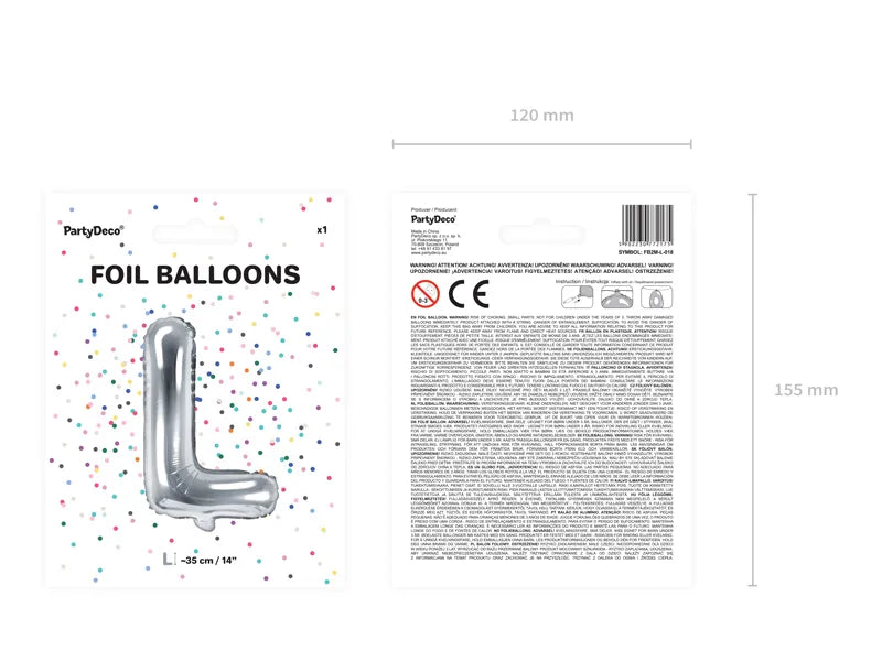 Folienballon Buchstabe 35cm, silber