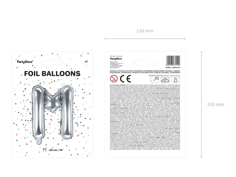 Folienballon Buchstabe 35cm, silber