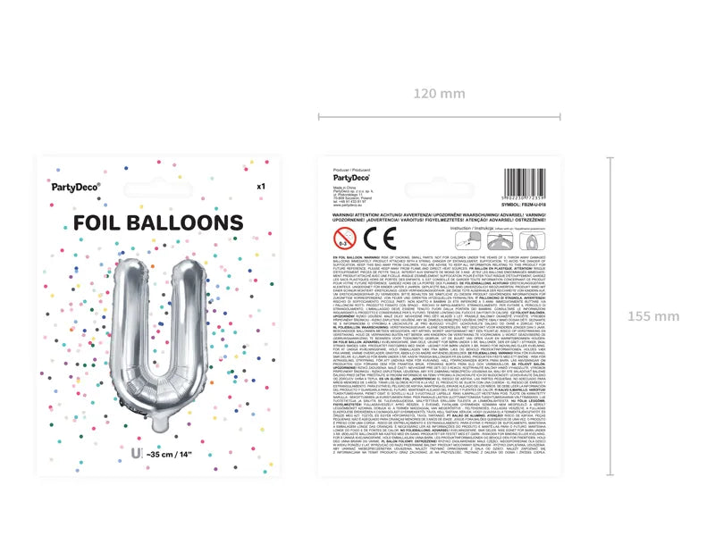 Folienballon Buchstabe 35cm, silber