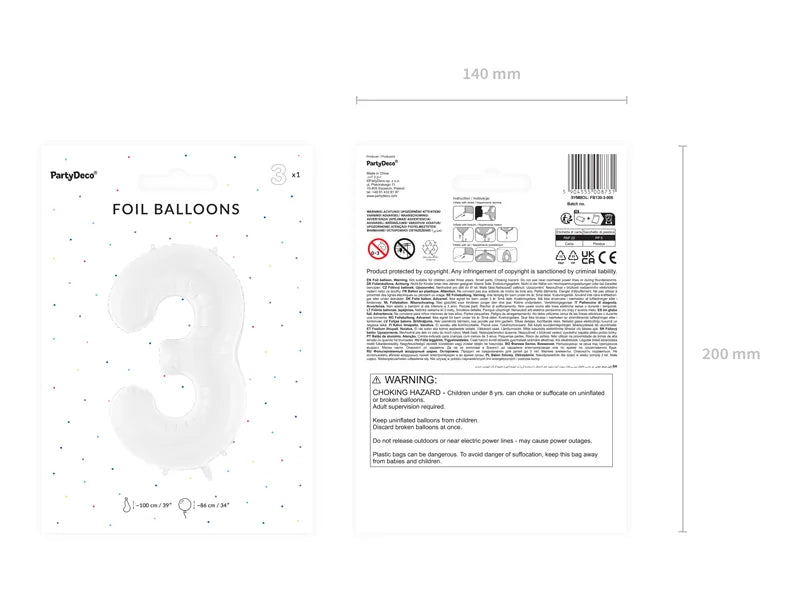 Folienballon Zahlen Weiss