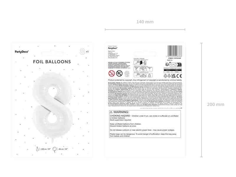 Folienballon Zahlen Weiss