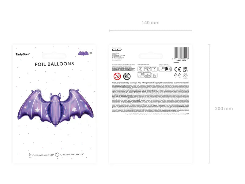 Folienluftballon Fledermaus, 119,5x51 cm, Mix