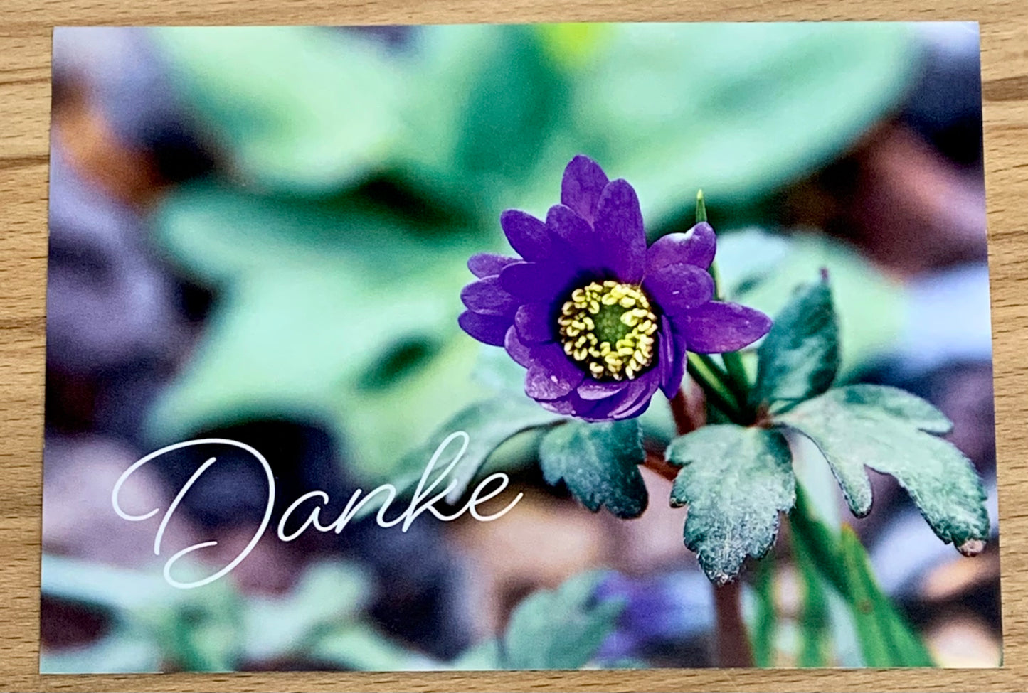 Postkarte Danke  mit Blume Violett