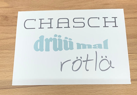 Postkarte Chasch drüü mal rötlä