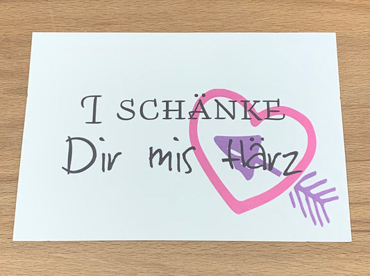 Postkarte T schänke Dir mis Härz