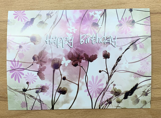 Postkarte Happy Birthday Mit Blumen