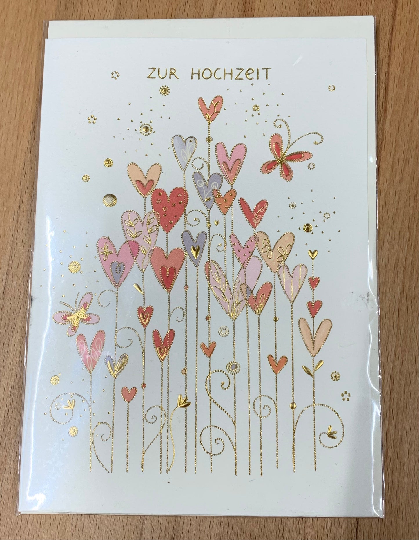 Karte zur Hochzeit mit viele Herzen