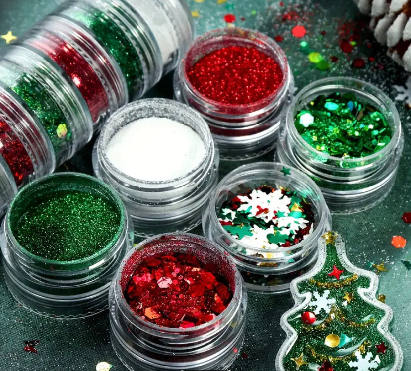 Festive Glitter-Flocken 6erpack