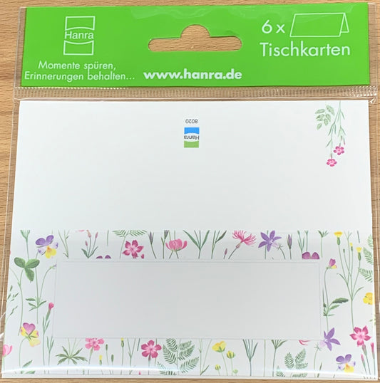 Tischkarte mit Blumen 6 Stk